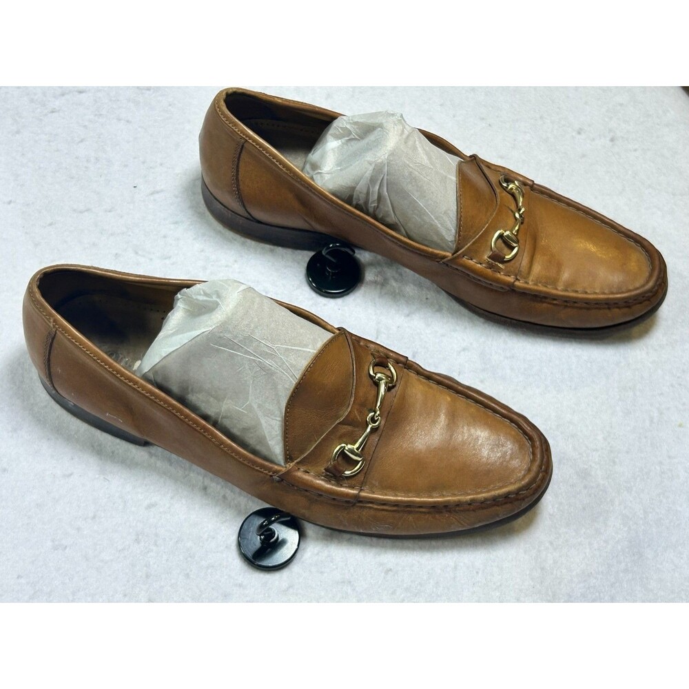 Cole Haan Mens 12F Brown Leather Horsebit Loafers Gold Bit Slip On Shoes